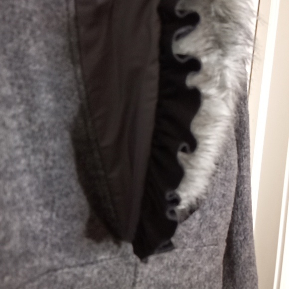 Roz & Ali Gray Wool Velvet Trim Blazer Jacket Coat w/Faux Fur Collar Siz… - Picture 5 of 9